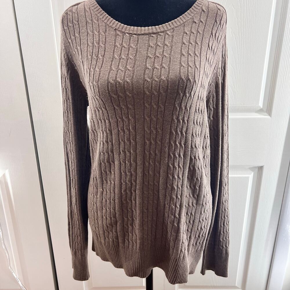 Merona Long Sleeve Cable‎ knit Sweater Brown Large